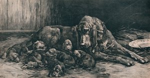 De gelukkige moeder door Herbert Thomas Dicksee