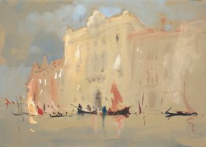 Gondels voor een paleis aan het Canal Grande in Venetië