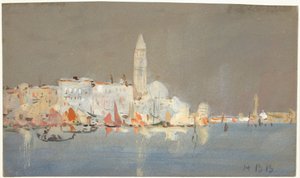 Venetiaans capriccio met een campanile door Hercules Brabazon Brabazon