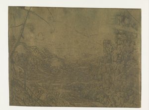 Landschap met een waterval, eerste versie door Hercules Segers