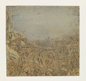 Rotsachtig landschap met een kloof (eerste versie)