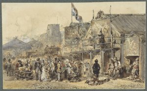 Kermis te Leeuwarden, de Oldenhove in het verschiet