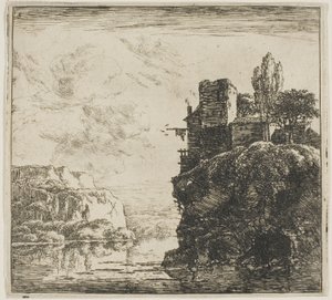 Een rivier tussen rotsen, uit de serie Set landschappen