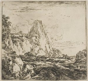 Het bruggetje bij de rots, uit de serie Landschappen door Herman Naijwincx