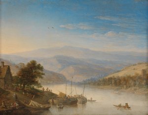 Uitzicht op de Rijn bij Andernach door Herman Saftleven