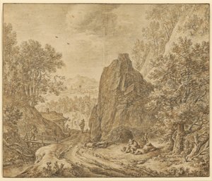 Berglandschap met figuren