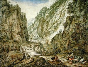 Bergachtig landschap door Herman the Younger Saftleven