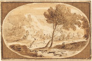 Een landschap met een grote boom door Herman van Swanevelt