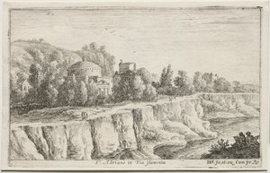Diverse uitzichten in en rond Rome: St. Adriano in Via Flaminia, 1653 door Herman van Swanevelt