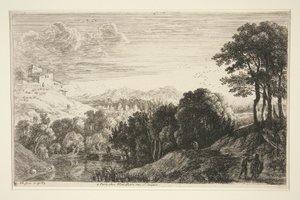 Landschap met Zonsondergang, uit de serie Heuvel Landschappen door Herman van Swanevelt