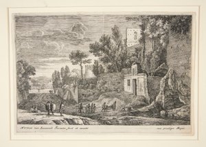 Landschap met een Ziekenhuis, uit de serie Twaalf Landschappen door Herman van Swanevelt