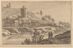 Ronde toren bij de Tiber door Herman van Swanevelt