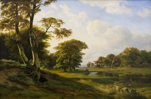 Boslandschap bij Hellebæk. Herfst door Hermann Carmiencke