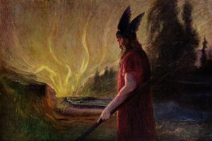 Als de vlammen oplaaien, verlaat Odin, 1909