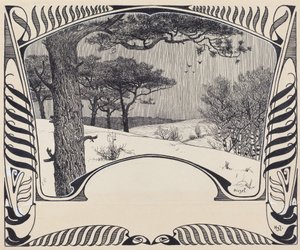 Een Winterlandschap Binnen een Jugendstil Rand door Hermann Hirzel