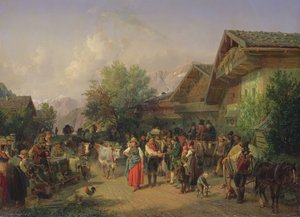 Thuiskomst van de Alpenweide, 1848 door Hermann Kauffmann