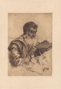 Biddende joodse man door Hermann Struck (signed by artist)
