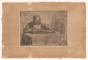 Lezende joodse man door Hermann Struck (signed by artist)