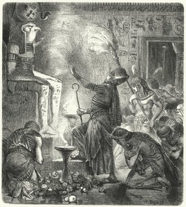 Een jonge Egyptische farao in een tempel door Hermann Vogel