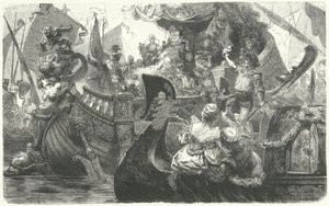 Catherine Cornaro vertrekt vanuit Venetië om koningin van Cyprus te worden, 1472 door Hermann Vogel