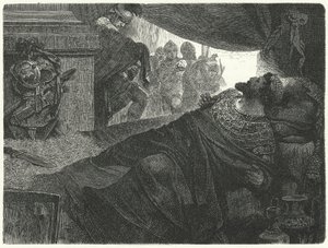 Mithridates VI van Pontus probeert zelfmoord te plegen door vergif in te nemen, 63 v.Chr. door Hermann Vogel