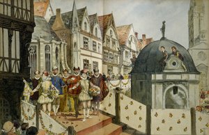 Koninklijke stoet in de straten van Parijs ter gelegenheid van het huwelijk op 18 augustus