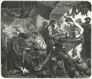Scène in een taverne in het oude Rome door Hermann Vogel