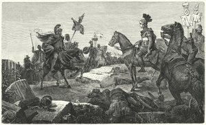 De ontmoeting tussen Scipio Africanus en Hannibal voor de Slag bij Zama, 202 v.Chr.