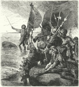 Vasco Nunez de Balboa claimt de Stille Oceaan voor Spanje, 1513 door Hermann Vogel