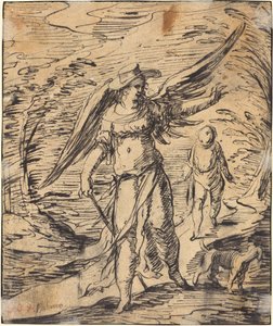 Tobias en de engel (verso) door Hermann Weyer