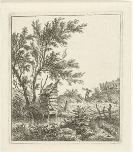 Landschap met houtsprokkelaar door Hermanus Fock