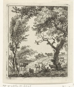 Landschap met kudde vee door Hermanus Fock