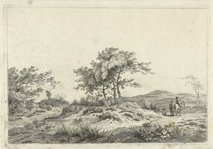 Landschap met ruiter en voetganger