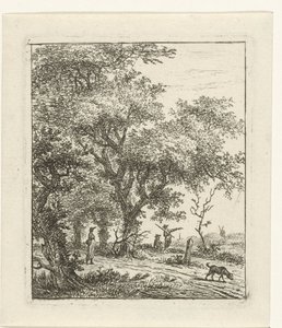 Landschap met vrouw en hond