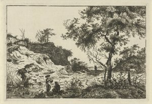 Landschap met vrouw met hoed door Hermanus Fock