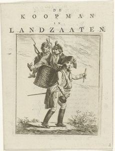 Liedblad en spotprent met soldaten Spotprent op Willem V De koopman in Landzaaten (titel op object)
