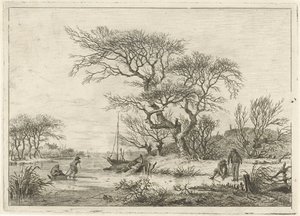 Winterlandschap met schaatsers