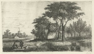 Landschap met een wandelaar