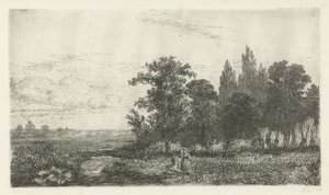 Man en vrouw bij een beekje aan de bosrand door Hermanus Jan Hendrik van Rijkelijkhuysen