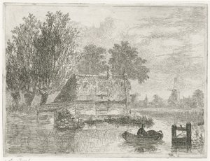 Man met een ton in een boot door Hermanus Jan Hendrik van Rijkelijkhuysen