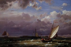 Bij Enkhuizen, op de Zuiderzee door Hermanus Koekkoek