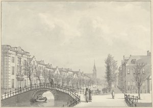Gezicht op het Rapenburg te Leiden van de Nieuwsteegbrug, 1807 door Hermanus Numan (signed by artist)