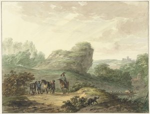 Landschap met ruiters door Hermanus Numan
