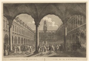 Gezicht op de binnenplaats van de Beurs van Hendrik de Keyser door Hermanus Petrus Schouten (possibly)