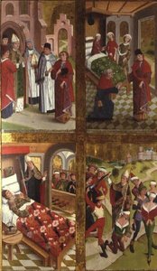 Scènes uit het leven van St. Nicolaas van het binnenste gedeelte van de linker buitenvleugel van het voormalige hoofdaltaar in de St. Nicolaaskerk