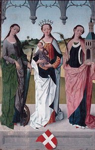 St. Catharina, de Maagd Maria en St. Barbara, van het Hoofdaltaar van de St. Nicolaaskerk, 1481 (detail)