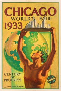 Poster die de Wereldtentoonstelling van 1933 in Chicago Adverteert door Hernando Villa