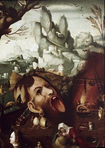 De Verleiding van St. Antonius (detail) door Herri met de (c.1510 p.1550) Bles