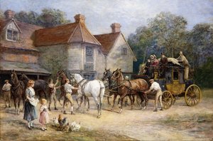 Paarden Wisselen door Heywood Hardy