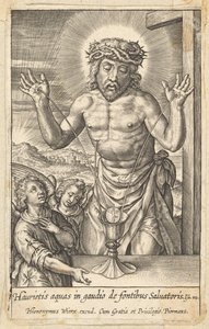 Het bloed van de Verlosser vereerd door twee engelen, voor 1619 door Hieronymous Wierix